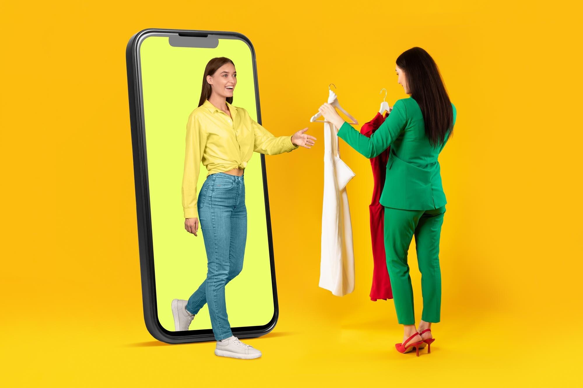 Customer picking new clothes from a live shopping stream