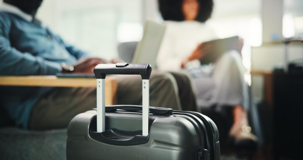 Everyday travel bags and luggage packed for a budget family trip