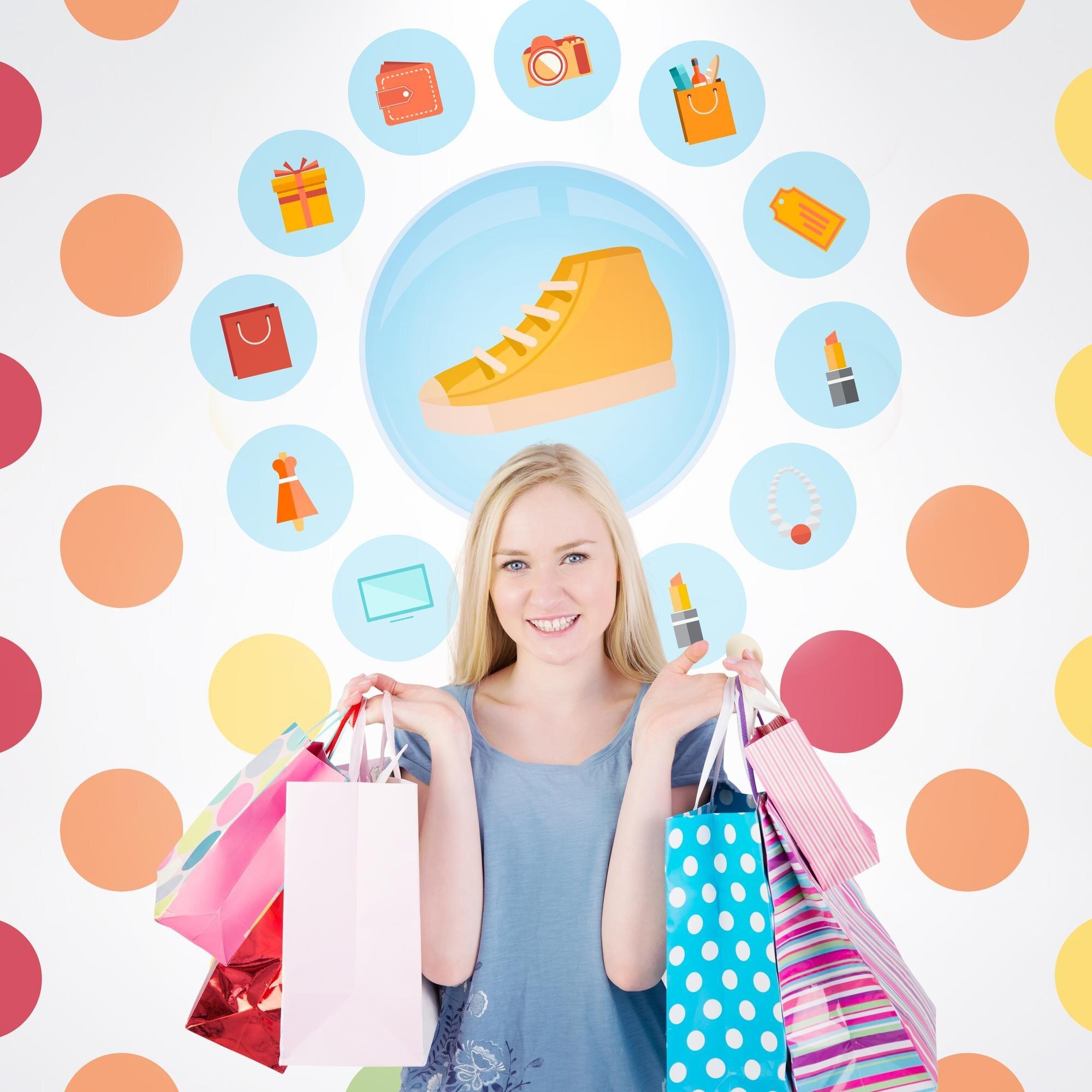 Shopper holding bags from a clearance brand-name splurge
